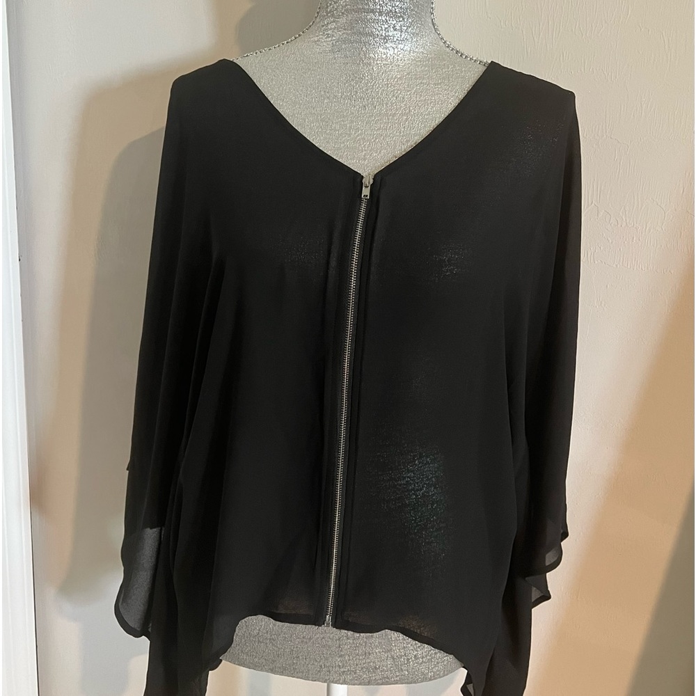 Black blouse with zipper front